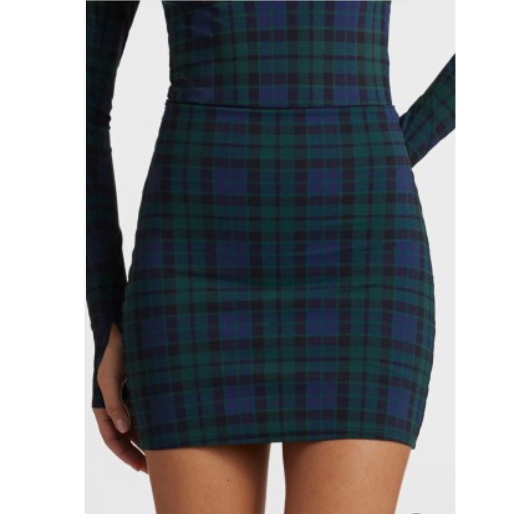 Commando Butter Plaid Skort Green Blue Black Watch Tartan Mini Skirt Large NWT